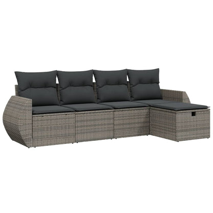 Set Divano da Giardino 5 pz con Cuscini Grigio in Polyrattan | homemem39