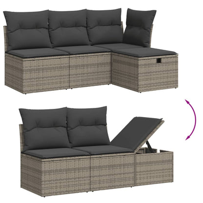Set Divano da Giardino 5 pz con Cuscini Grigio in Polyrattan | homemem39