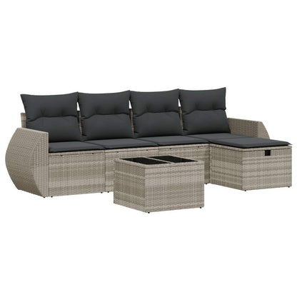 Set Divano da Giardino 6pz con Cuscini Grigio Chiaro Polyrattan - homemem39