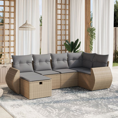 Set Divano da Giardino 6 pz con Cuscini Beige Misto Polyrattan - homemem39