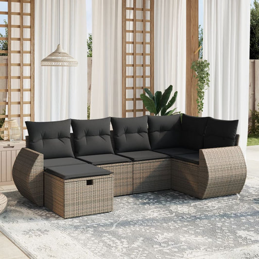 Set Divano da Giardino 6 pz con Cuscini Grigio in Polyrattan - homemem39