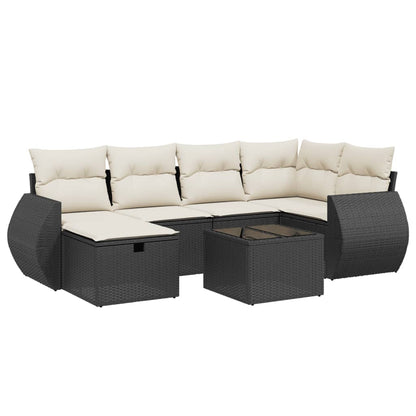 Set Divani da Giardino con Cuscini 7pz Nero Polyrattan - homemem39