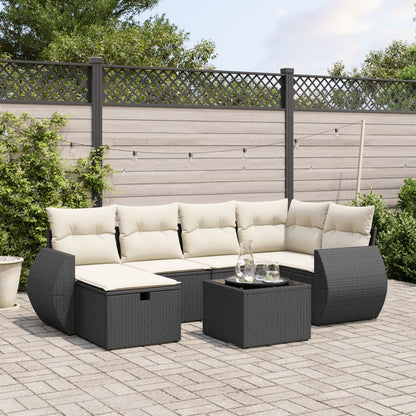 Set Divani da Giardino con Cuscini 7pz Nero Polyrattan - homemem39