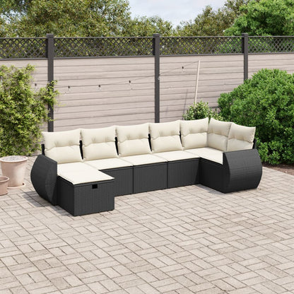 Set Divani da Giardino con Cuscini 7pz Nero Polyrattan - homemem39