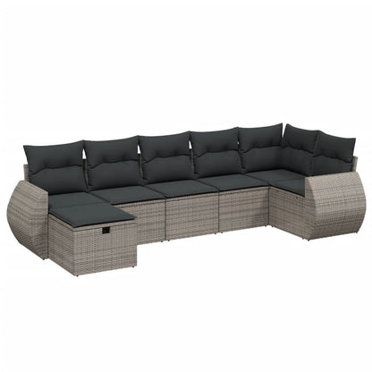 Set Divani da Giardino 7 pz con Cuscini Grigio in Polyrattan