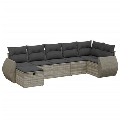 Set Divani da Giardino 7pz con Cuscini Grigio Chiaro Polyrattan - homemem39