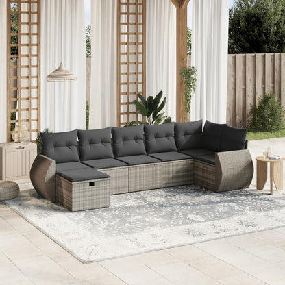 Set Divani da Giardino 7pz con Cuscini Grigio Chiaro Polyrattan - homemem39