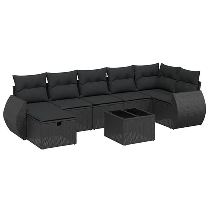 Set Divani da Giardino con Cuscini 8 pz Nero in Polyrattan | homemem39