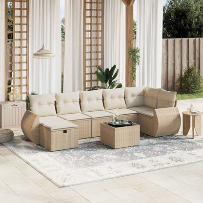 Set Divano da Giardino 8 pz con Cuscini Beige in Polyrattan | homemem39