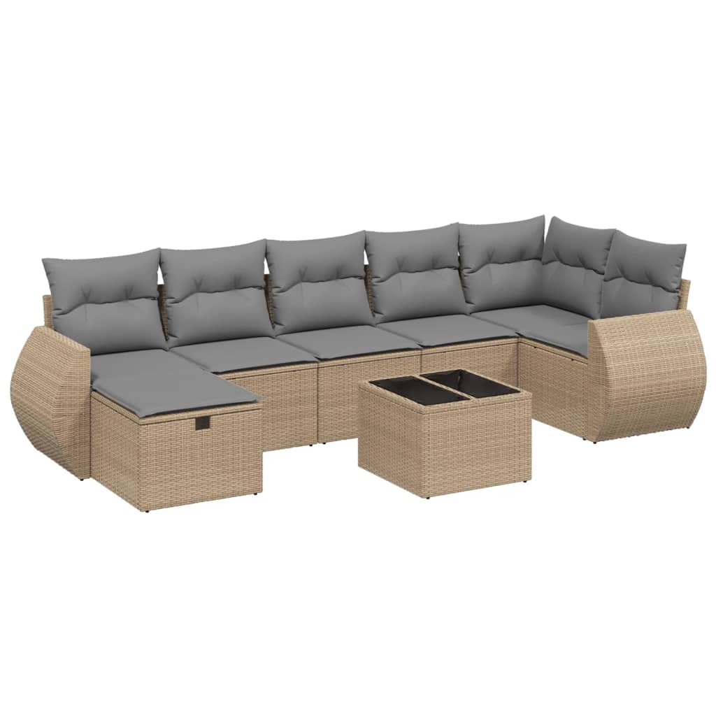 Set Divano da Giardino 8 pz con Cuscini Beige Misto Polyrattan - homemem39