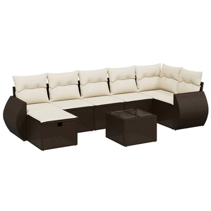 Set Divani da Giardino 8 pz con Cuscini Marrone in Polyrattan - homemem39