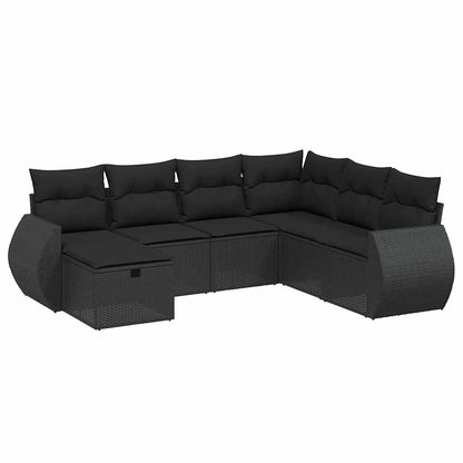 Set Divani da Giardino con Cuscini 7pz Nero Polyrattan | homemem39