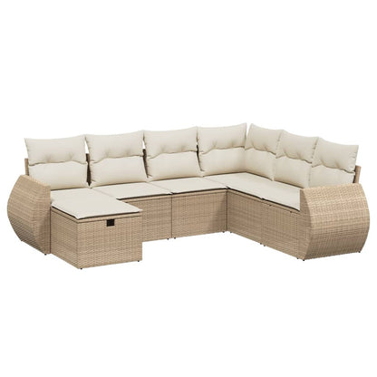 Set Divani da Giardino 7 pz con Cuscini Beige in Polyrattan - homemem39