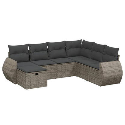 Set Divani da Giardino 7 pz con Cuscini Grigio in Polyrattan | homemem39