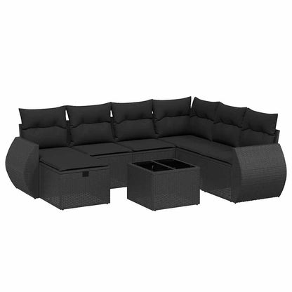 Set Divani da Giardino con Cuscini 8 pz Nero in Polyrattan | homemem39