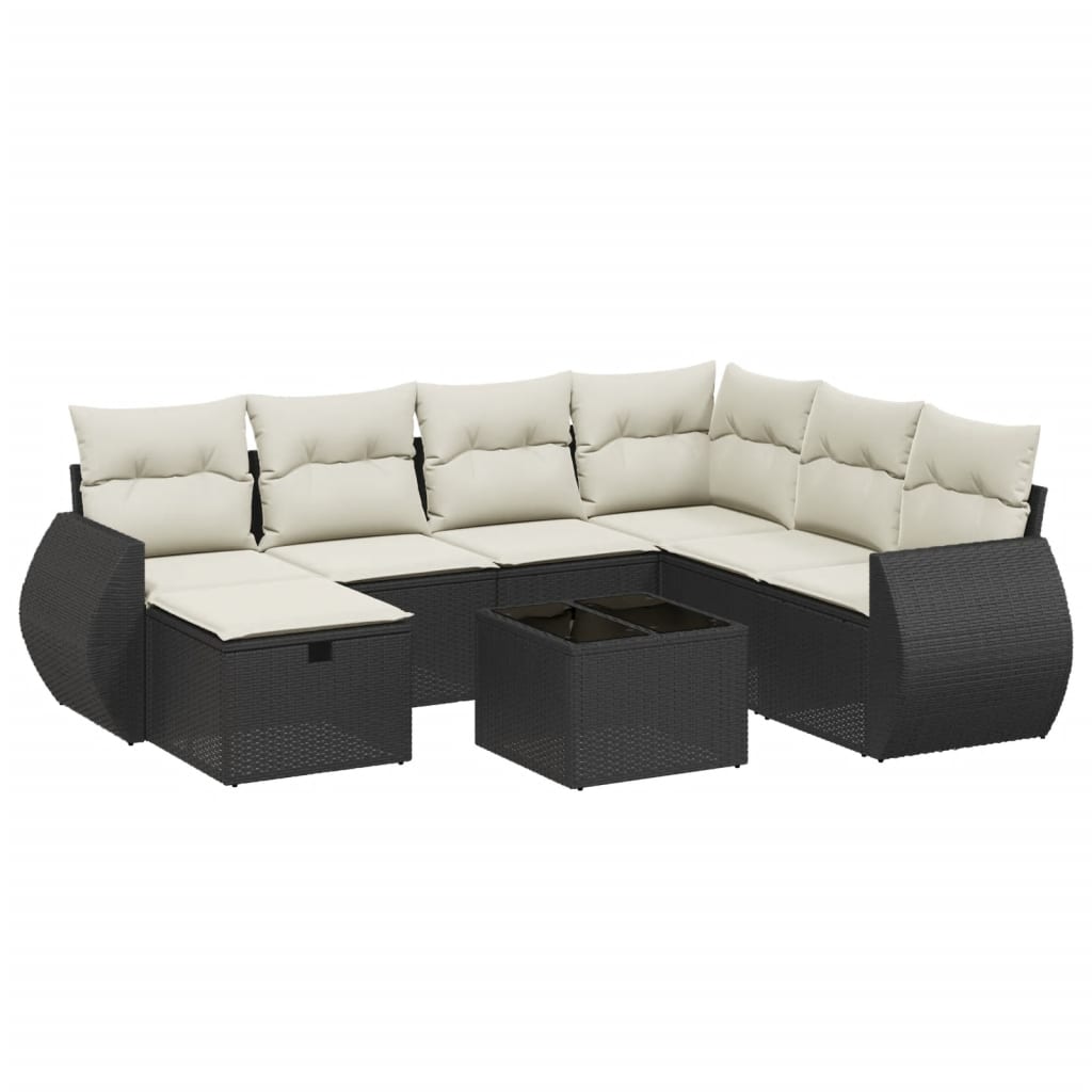 Set Divani da Giardino con Cuscini 8 pz Nero in Polyrattan - homemem39