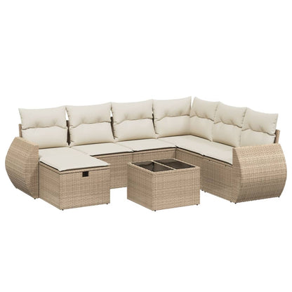 Set Divano da Giardino 8 pz con Cuscini Beige in Polyrattan - homemem39