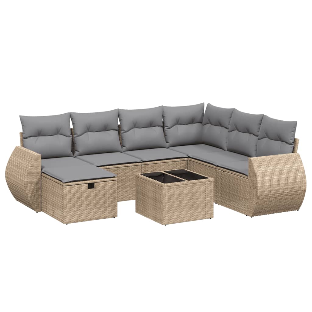 Set Divano da Giardino 8 pz con Cuscini Beige Misto Polyrattan - homemem39