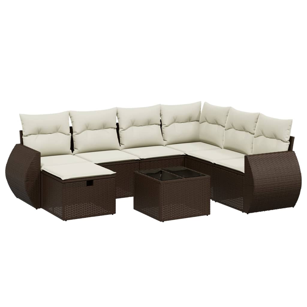 Set Divani da Giardino 8 pz con Cuscini Marrone in Polyrattan - homemem39