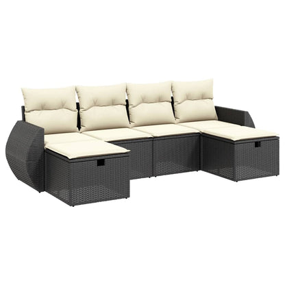Set Divano da Giardino 6 pz con Cuscini Nero in Polyrattan - homemem39
