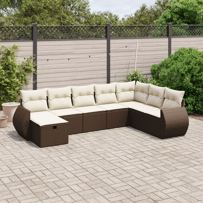Set Divani da Giardino 8 pz con Cuscini Marrone in Polyrattan - homemem39