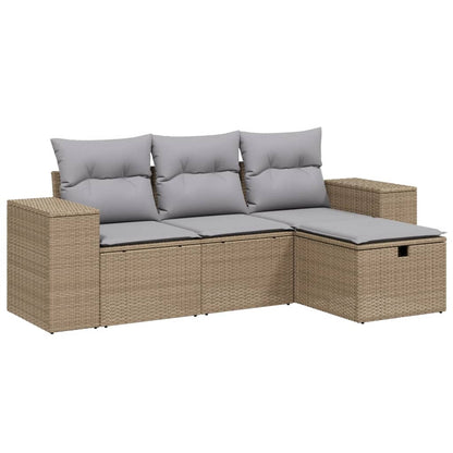 Set Divano da Giardino 4 pz con Cuscini Beige Misto Polyrattan - homemem39