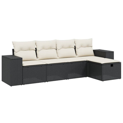Set Divani da Giardino 5 pz con Cuscini in Polyrattan Nero - homemem39