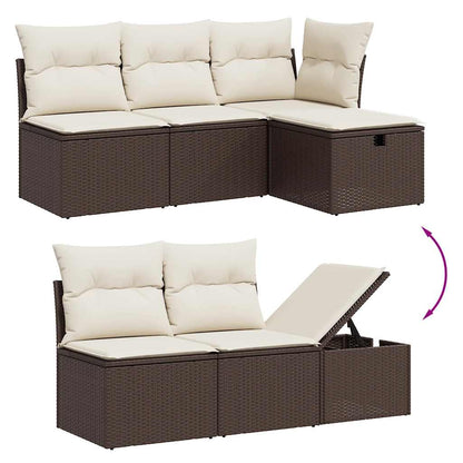 Set Divano da Giardino 6 pz con Cuscini Marrone in Polyrattan - homemem39