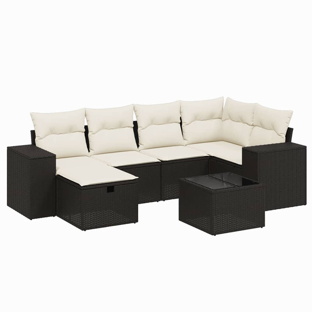Set Divani da Giardino con Cuscini 7pz Nero Polyrattan - homemem39
