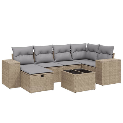 Set Divano da Giardino 7 pz con Cuscini Beige Misto Polyrattan - homemem39