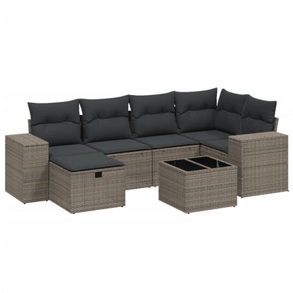 Set Divani da Giardino 7pz con Cuscini Grigio Chiaro Polyrattan - homemem39