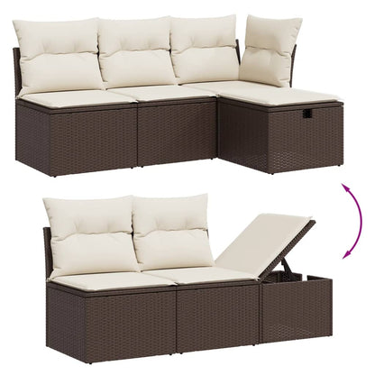 Set Divani da Giardino 7 pz con Cuscini Marrone in Polyrattan - homemem39