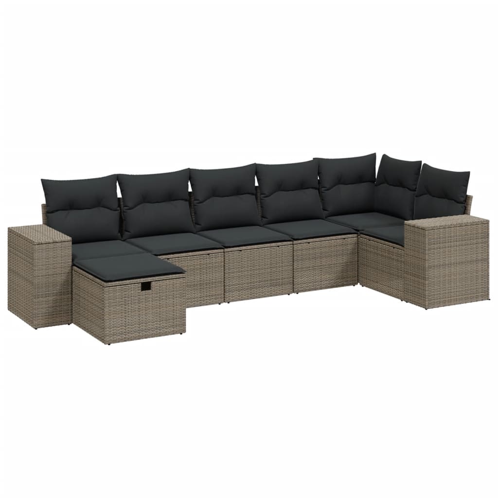 Set Divani da Giardino 7pz con Cuscini Grigio Chiaro Polyrattan - homemem39