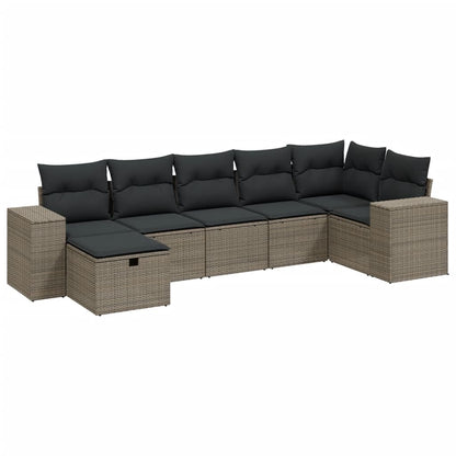 Set Divani da Giardino 7pz con Cuscini Grigio Chiaro Polyrattan - homemem39
