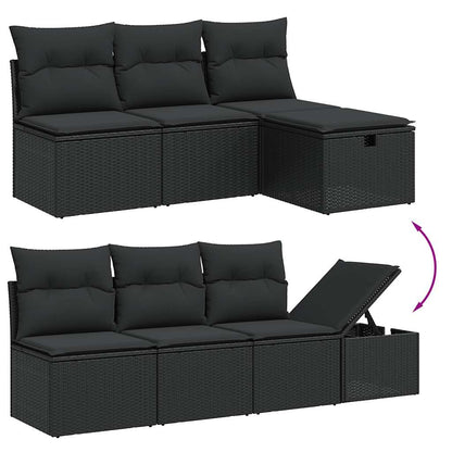 Set Divani da Giardino con Cuscini 8 pz Nero in Polyrattan | homemem39