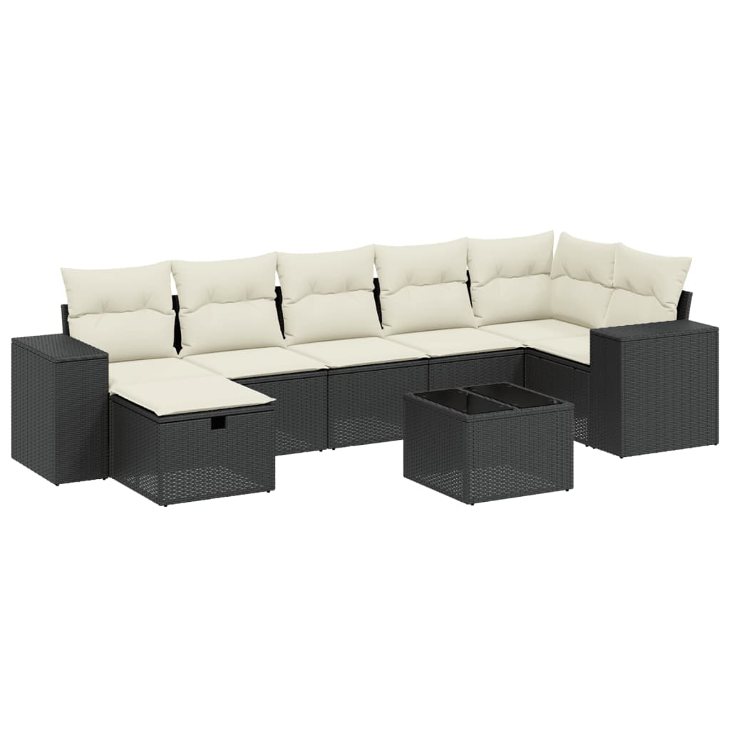 Set Divani da Giardino con Cuscini 8 pz Nero in Polyrattan - homemem39