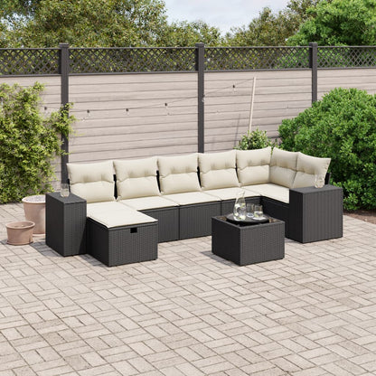 Set Divani da Giardino con Cuscini 8 pz Nero in Polyrattan - homemem39