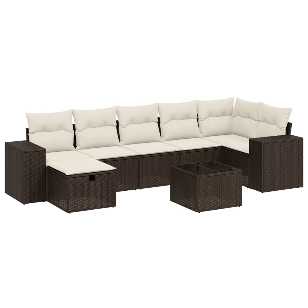 Set Divani da Giardino 8 pz con Cuscini Marrone in Polyrattan - homemem39