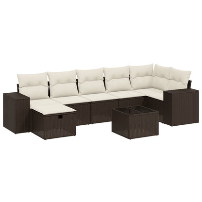 Set Divani da Giardino 8 pz con Cuscini Marrone in Polyrattan - homemem39