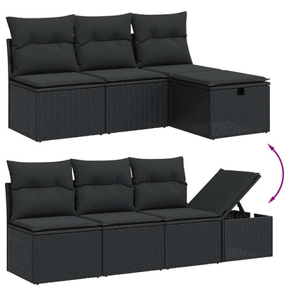 Set Divani da Giardino con Cuscini 7pz Nero Polyrattan | homemem39