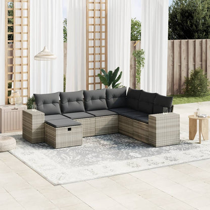 Set Divani da Giardino 7pz con Cuscini Grigio Chiaro Polyrattan - homemem39