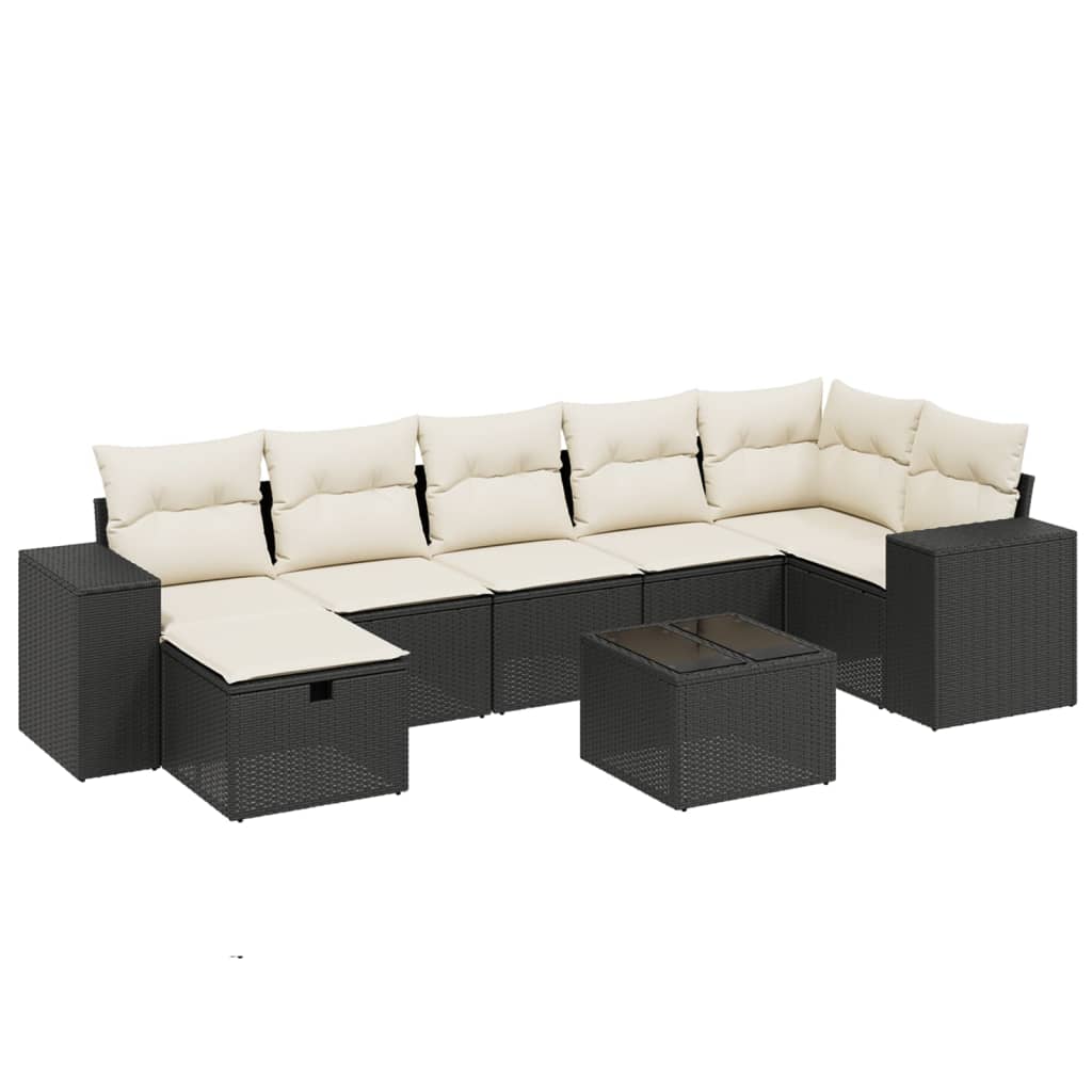 Set Divani da Giardino con Cuscini 8 pz Nero in Polyrattan - homemem39