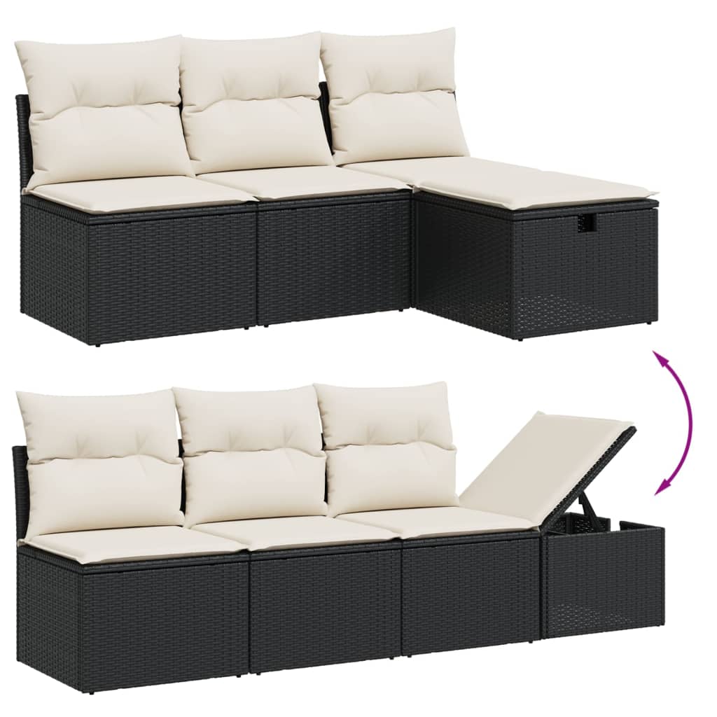 Set Divani da Giardino con Cuscini 8 pz Nero in Polyrattan - homemem39