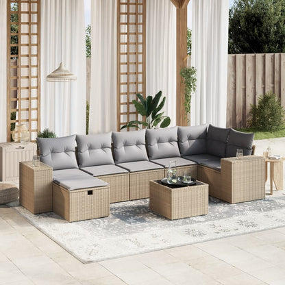 Set Divano da Giardino 8 pz con Cuscini Beige Misto Polyrattan - homemem39