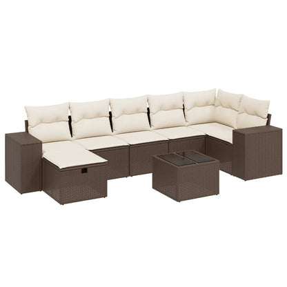 Set Divani da Giardino 8 pz con Cuscini Marrone in Polyrattan - homemem39