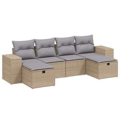 Set Divano da Giardino 6 pz con Cuscini Beige Misto Polyrattan - homemem39
