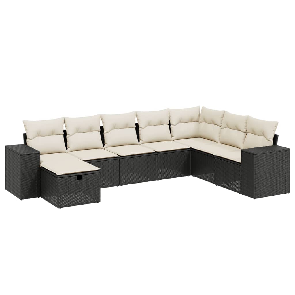 Set Divani da Giardino con Cuscini 8 pz Nero in Polyrattan - homemem39