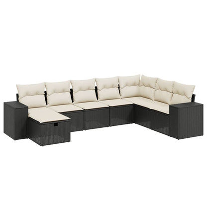 Set Divani da Giardino con Cuscini 8 pz Nero in Polyrattan - homemem39