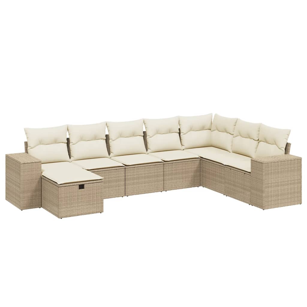 Set Divano da Giardino 8 pz con Cuscini Beige in Polyrattan | homemem39