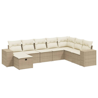 Set Divano da Giardino 8 pz con Cuscini Beige in Polyrattan | homemem39